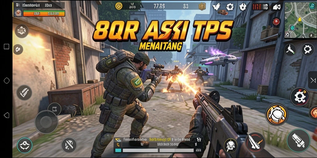 Tampilan gameplay seru dari 8QR dengan aksi menembak yang intens.