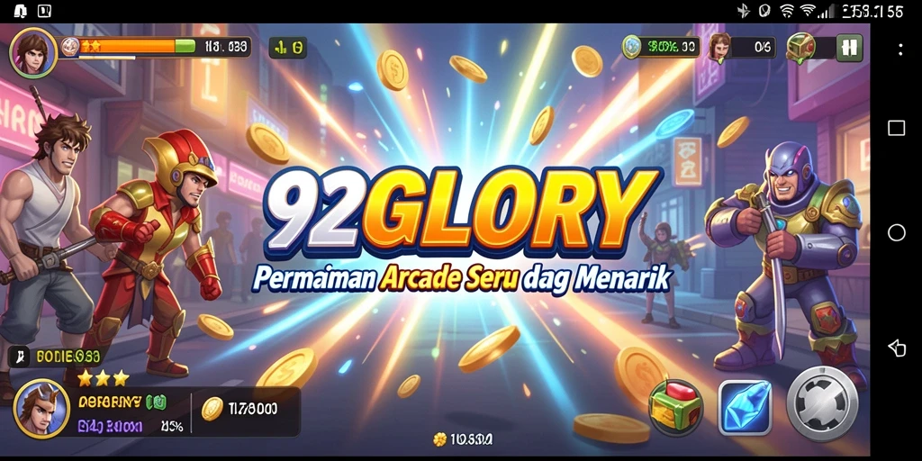 Screenshot utama 92GLORY menunjukkan aksi permainan Arcade yang mendebarkan.