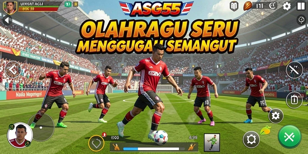 Screenshot ASG55 menampilkan aksi mendebarkan dari pertandingan olahraga.