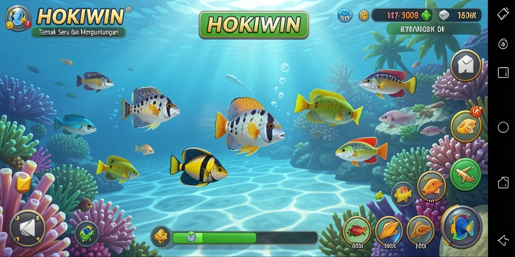 Tampilan gameplay HOKIWIN dengan grafis ikan yang menawan.