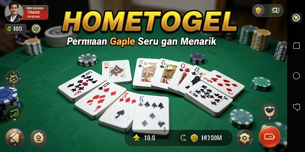 Screenshot gameplay Gaple yang menampilkan kartu dan papan permainan.