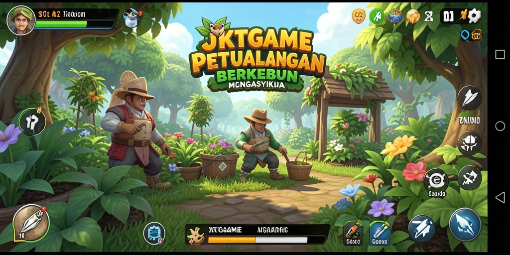 Tampilan gameplay JKTGAME dengan aktivitas berkebun yang seru.