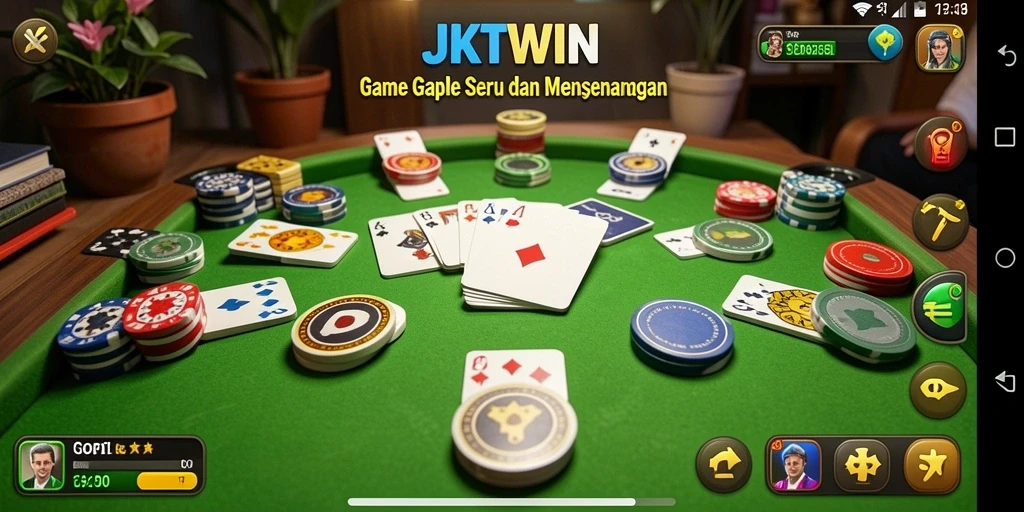 Screenshot JKTWIN menampilkan gameplay Gaple yang seru dan interaktif.
