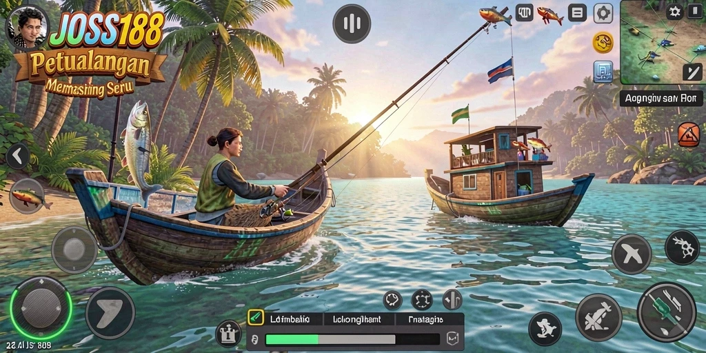 Tampilan gameplay JOSS188 dengan suasana memancing yang menenangkan.