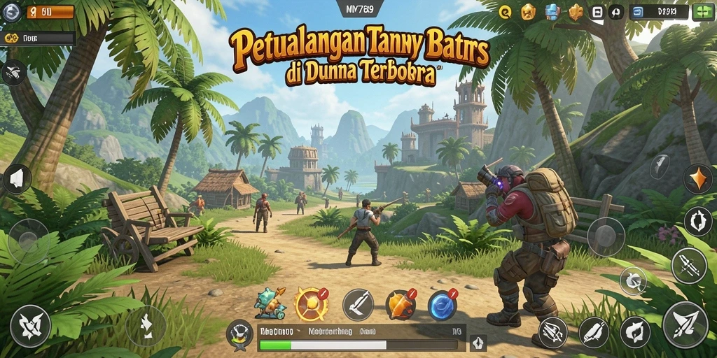 Screenshot gameplay MVP789 menampilkan aksi petualangan di dunia terbuka yang luas.