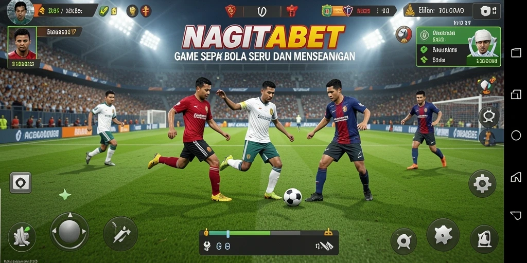 Screenshot NAGITABET menampilkan aksi seru di lapangan sepak bola.