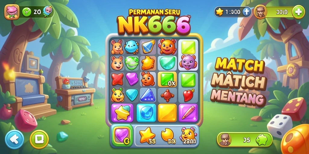 Screenshot gameplay NK666 menampilkan aksi match-3 yang seru dan menarik.