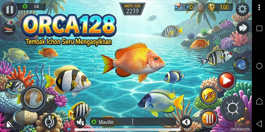 Tampilan menarik dari gameplay Tembak Ikan di ORCA128.