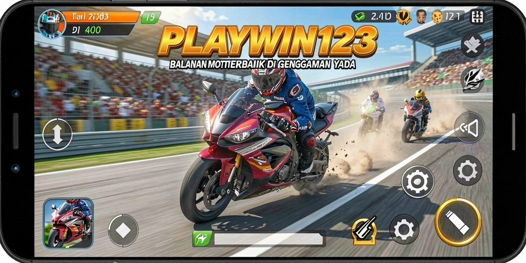 Gameplay seru balapan motor yang mendebarkan dan kompetitif.