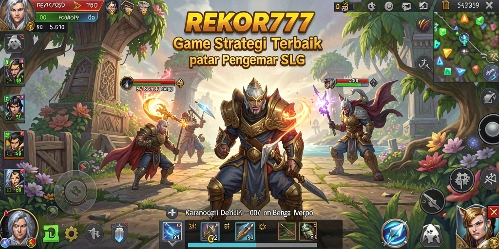 Tampilan gameplay dinamis dari REKOR777 dengan elemen strategi yang kuat.