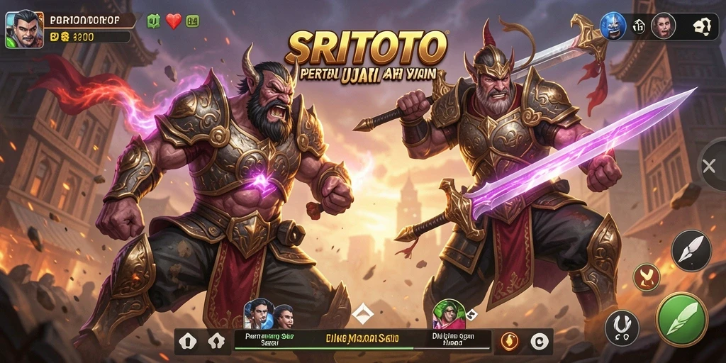 Tampilan gameplay SRITOTO yang penuh aksi dan pertarungan intens.