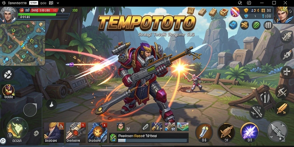 Tangkapan layar TEMPOTOTO menampilkan momen strategis dalam gameplay SLG.