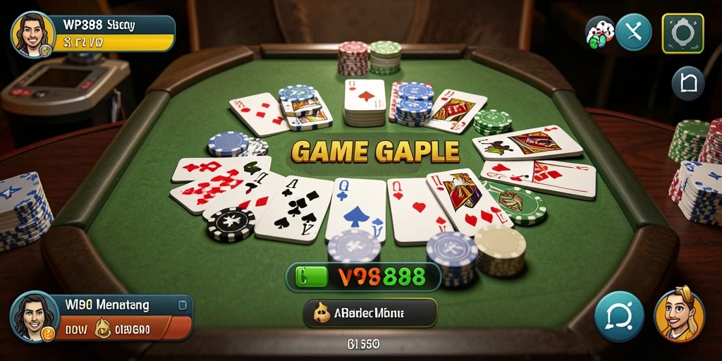 Screenshot utama gameplay WP888 yang memperlihatkan suasana bermain Gaple.